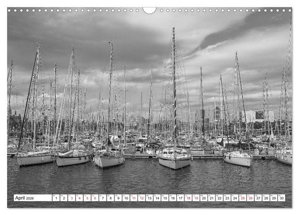 Produktbild: Barcelona Schwarz / Wei&szlig; Impressionen (Wandkalender 2026 DIN A3 quer), CALVENDO Monatskalender