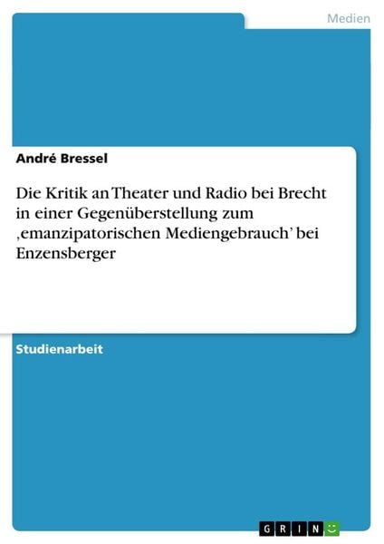 Die Kritik an Theater und Radio bei Brecht in einer Gegenüberstellung zum 'emanzipatorischen Mediengebrauch' bei Enzensberger, Taschenbuch von André