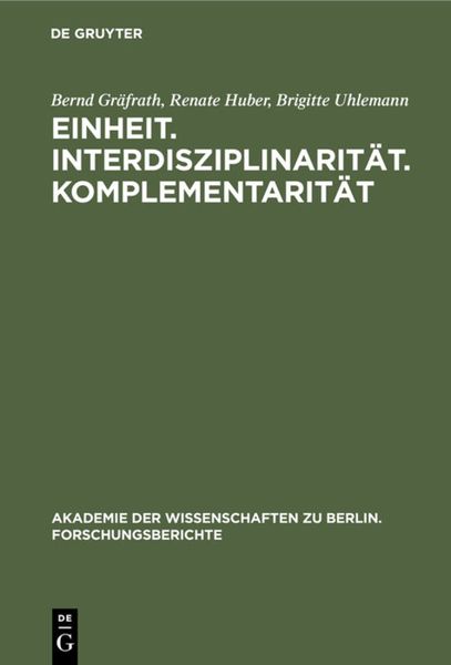 Produktbild: Einheit. Interdisziplinarit&auml;t. Komplementarit&auml;t