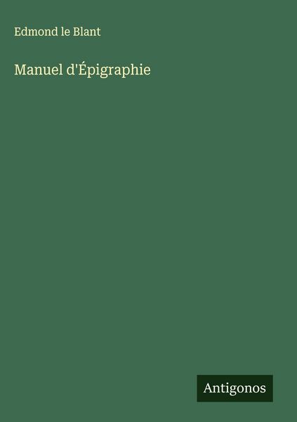 Produktbild: Manuel d'&Eacute;pigraphie