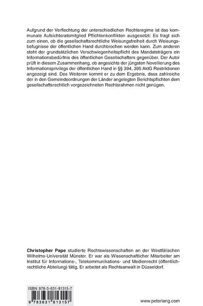 Produktbild: Das kommunale Aufsichtsratsmandat