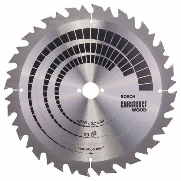 Bosch Accessories Construct Wood 2608640701 Hartmetall Kreissägeblatt 315 x 30 x 3.2 mm Zähneanzahl: 20 1 St.