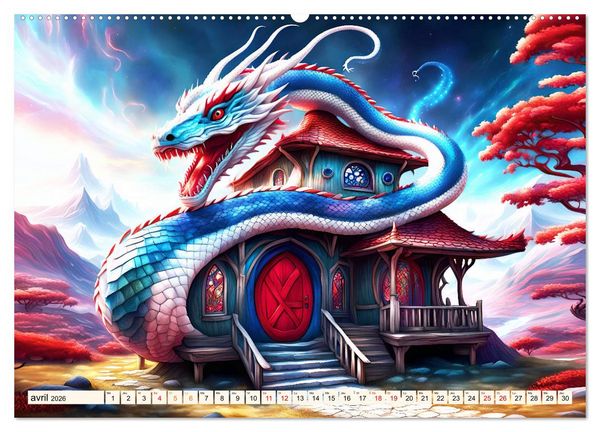 Produktbild: Gardiens mystiques (Calendrier mural 2026 DIN A2 vertical) calendrier de bureau