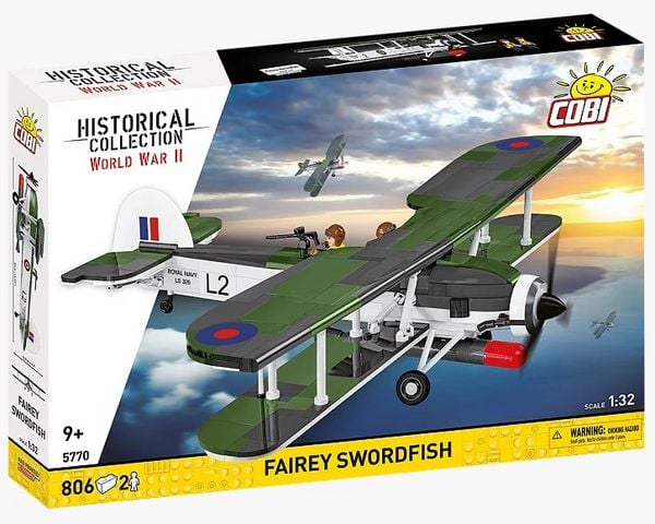 Produktbild: COBI Historical Collection 5770 - Fairey Swordfish, WWII, Bausatz 1:32, 806/2 Klemmbausteine
