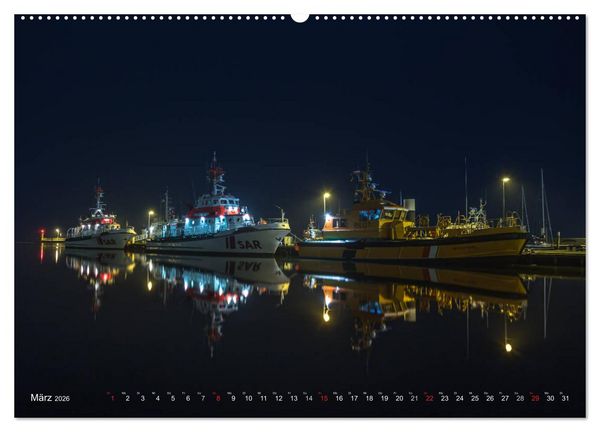 Produktbild: Nachts in Wilhelmshaven Edition mit maritimen Motiven (Wandkalender 2026 DIN A2 quer), CALVENDO Monatskalender