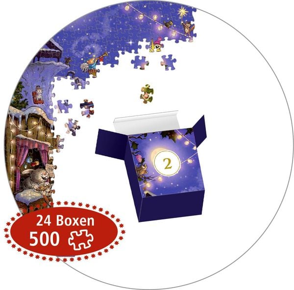 Produktbild: Puzzle-Adventskalender &ndash; Weihnachtsmarkt der Tiere