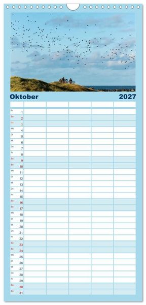 Produktbild: Familienplaner 2027 - V&ouml;gel im Flug - Akrobaten der L&uuml;fte mit 5 Spalten (Wandkalender, 21 x 45 cm) CALVENDO