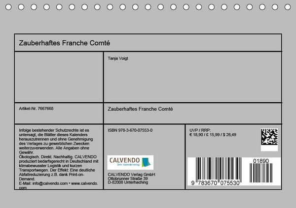 Produktbild: Zauberhaftes Franche Comt&eacute; (Tischkalender 2019 DIN A5 quer)