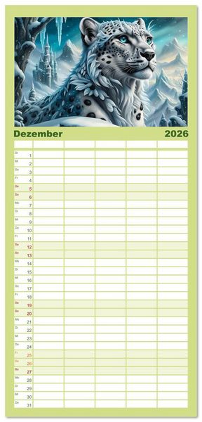 Produktbild: Familienplaner 2026 - Verborgene Welten: Arkanum der mystischen Tierwesen mit 5 Spalten (Wandkalender, 21 x 45 cm) CALVENDO