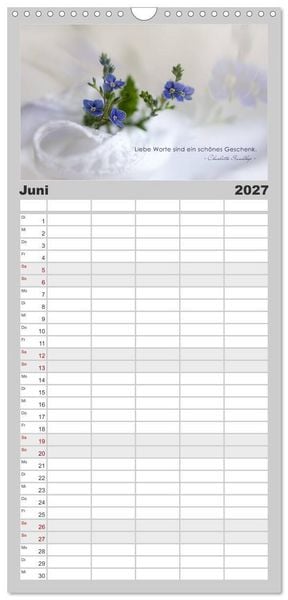 Produktbild: Familienplaner 2027 - Mit guten Gedanken durch das Jahr mit 5 Spalten (Wandkalender, 21 x 45 cm) CALVENDO