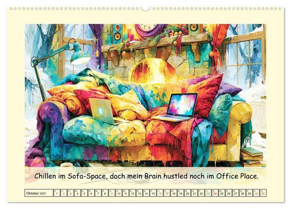 Produktbild: Bunter Office-Wahnsinn. Denglish und Daily Struggles (Wandkalender 2027 DIN A2 quer), CALVENDO Monatskalender