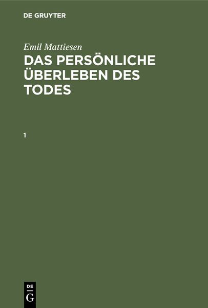 Produktbild: Das pers&ouml;nliche &Uuml;berleben des Todes. Band 1