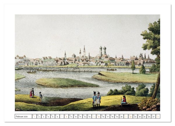 Produktbild: M&uuml;nchen: In alten Stichen und Zeichnungen (hochwertiger Premium Wandkalender 2026 DIN A2 quer), Kunstdruck in Hochglanz