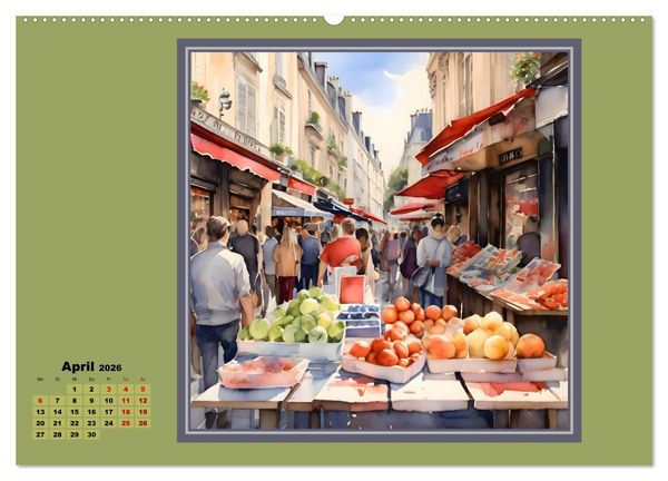 Produktbild: KI spaziert durch Paris (hochwertiger Premium Wandkalender 2026 DIN A2 quer), Kunstdruck in Hochglanz