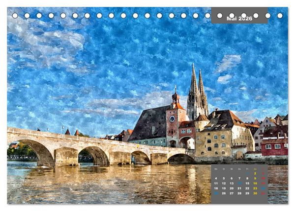Produktbild: Heimatliches Bayern in Aquarell (Tischkalender 2026 DIN A5 quer), CALVENDO Monatskalender