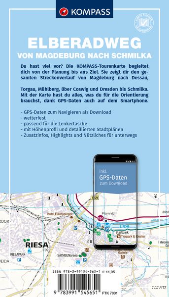 Produktbild: KOMPASS Fahrrad-Tourenkarte Elberadweg - von Magdeburg nach Schmilka 1:50.000