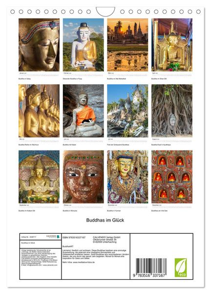 Produktbild: Buddhas im Gl&uuml;ck (Wandkalender 2026 DIN A4 hoch), CALVENDO Monatskalender