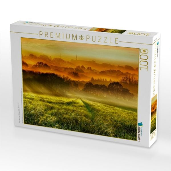 Produktbild: CALVENDO Puzzle &Uuml;ber dem Kornfeld geht die Sonne auf | 1000 Teile Lege-Gr&ouml;&szlig;e 64x48cm Foto-Puzzle f&uuml;r gl&uuml;ckliche Stunden