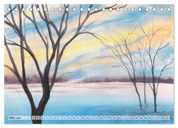 Produktbild: Jahreszeiten Aquarelle (Tischkalender 2026 DIN A5 quer), CALVENDO Monatskalender