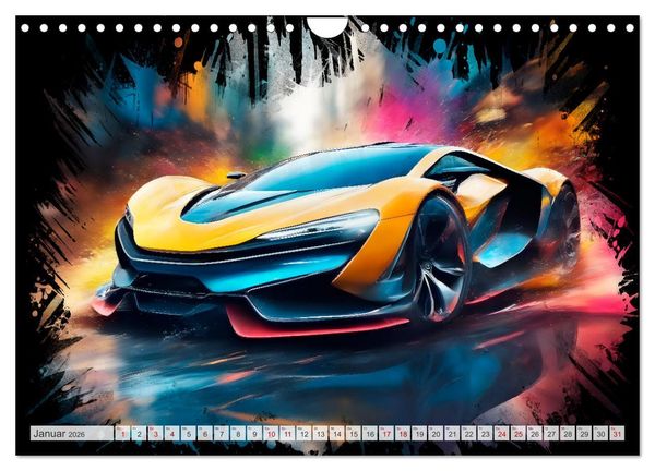 Produktbild: Coole KI-generierte SPORTWAGEN (Wandkalender 2026 DIN A4 quer), CALVENDO Monatskalender