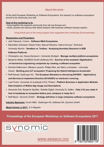 Produktbild: Proceedings of the European Workshop on Software Ecosystems 2017