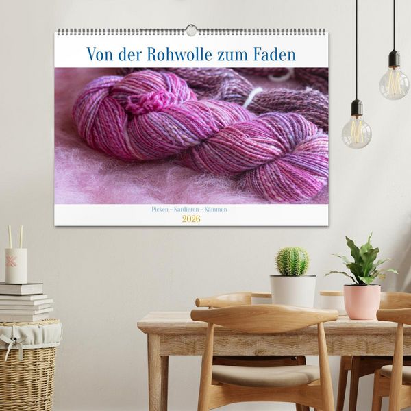 Produktbild: Von der Rohwolle zum Faden (Wandkalender 2026 DIN A2 quer), CALVENDO Monatskalender