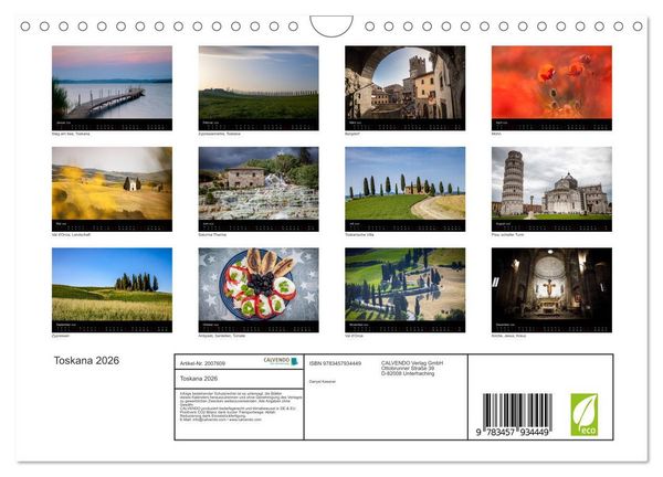 Produktbild: Toskana 2026 (Wandkalender 2026 DIN A4 quer), CALVENDO Monatskalender