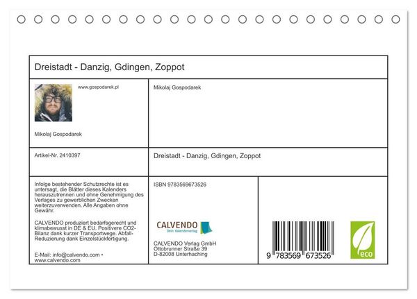 Produktbild: Dreistadt - Danzig, Gdingen, Zoppot (Tischkalender 2027 DIN A5 quer), CALVENDO Monatskalender