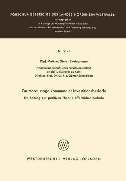 Produktbild: Zur Voraussage kommunaler Investitionsbedarfe