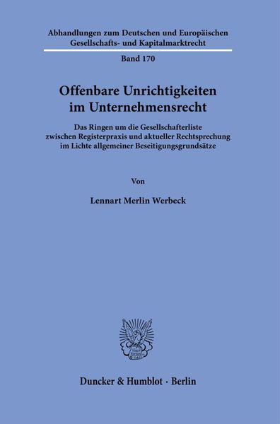Produktbild: Offenbare Unrichtigkeiten im Unternehmensrecht.