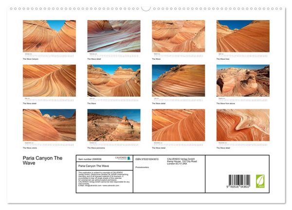 Produktbild: Paria Canyon The Wave (High Quality Premium Wall Calendar 2026 DIN A2 landscape),CALVENDO 12 Month Wall Calendar