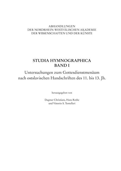 Produktbild: Studia Hymnographica Band I
