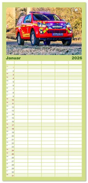 Produktbild: Familienplaner 2026 - Einsatzfahrzeuge 112 mit 5 Spalten (Wandkalender, 21 x 45 cm) CALVENDO