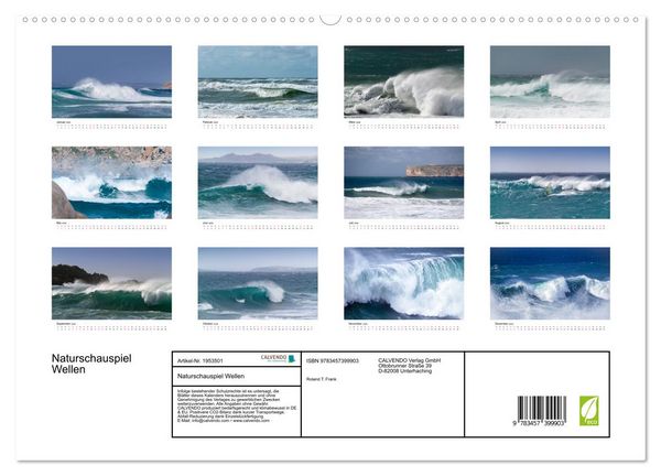 Produktbild: Naturschauspiel Wellen (hochwertiger Premium Wandkalender 2026 DIN A2 quer), Kunstdruck in Hochglanz