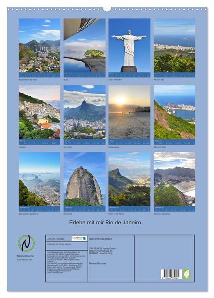 Produktbild: Erlebe mit mir Rio de Janeiro (Wandkalender 2026 DIN A2 hoch), CALVENDO Monatskalender
