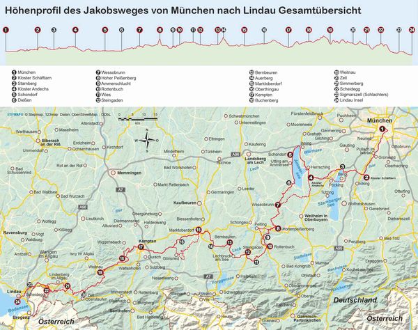 Produktbild: Jakobsweg M&uuml;nchen - Lindau mit Variante nach Bregenz