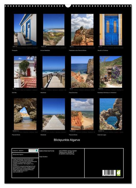 Produktbild: Blickpunkte Algarve (Wandkalender 2026 DIN A2 hoch), CALVENDO Monatskalender