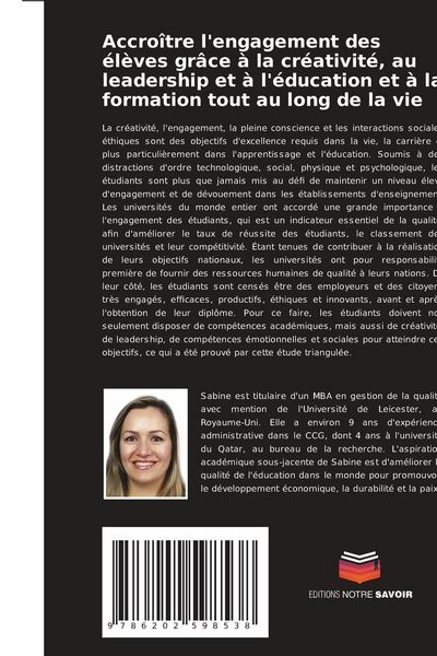 Produktbild: Accro&icirc;tre l'engagement des &eacute;l&egrave;ves gr&acirc;ce &agrave; la cr&eacute;ativit&eacute;, au leadership et &agrave; l'&eacute;ducation et &agrave; la formation tout au long de la vie
