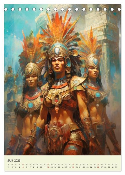 Produktbild: Fantasy-Azteken. Mesoamerikanische Krieger einer Hochkultur (Tischkalender 2026 DIN A5 hoch), CALVENDO Monatskalender