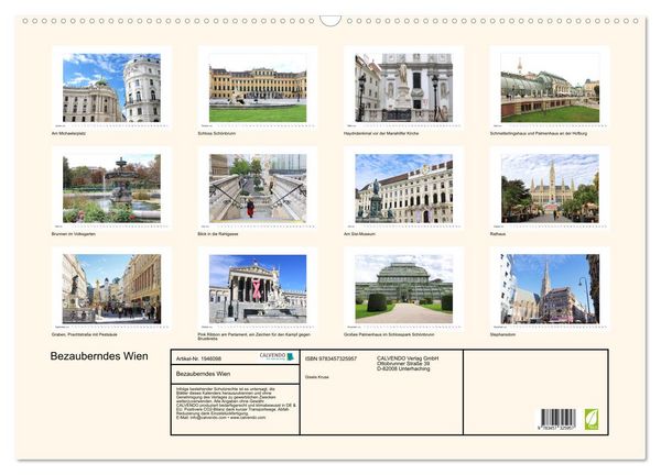 Produktbild: Bezauberndes Wien (Wandkalender 2026 DIN A2 quer), CALVENDO Monatskalender