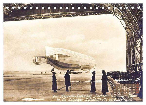 Produktbild: Faszination Luftschiffe &ndash; Zeppeline auf historischen Ansichtskarten (Tischkalender 2026 DIN A5 quer), CALVENDO Monatskalender