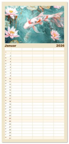 Produktbild: Familienplaner 2026 - Verspieltheit und Harmonie mit 5 Spalten (Wandkalender, 21 x 45 cm) CALVENDO