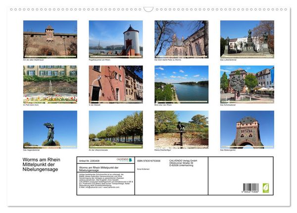 Produktbild: Worms am Rhein Mittelpunkt der Nibelungensage (Wandkalender 2027 DIN A2 quer), CALVENDO Monatskalender