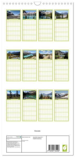 Produktbild: Familienplaner 2027 - Kanada mit 5 Spalten (Wandkalender, 21 x 45 cm) CALVENDO