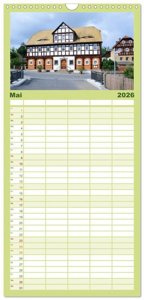 Produktbild: Familienplaner 2026 - Umgebindeh&auml;user in der Oberlausitz mit 5 Spalten (Wandkalender, 21 x 45 cm) CALVENDO