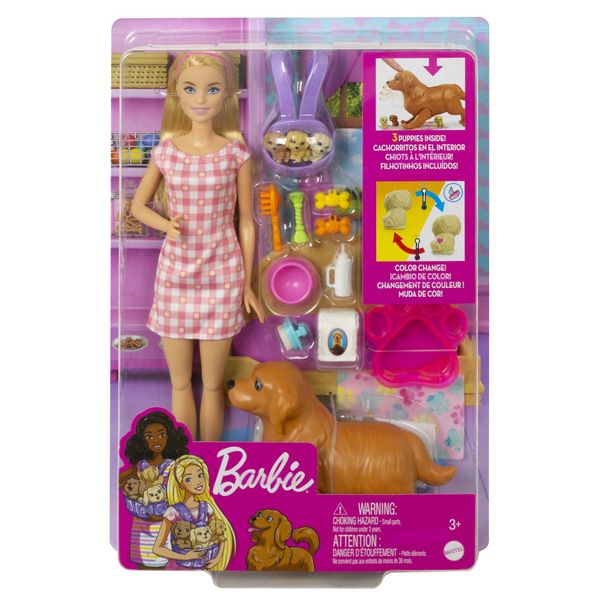 Produktbild: Barbie Puppe (blond) mit Hund und Welpen