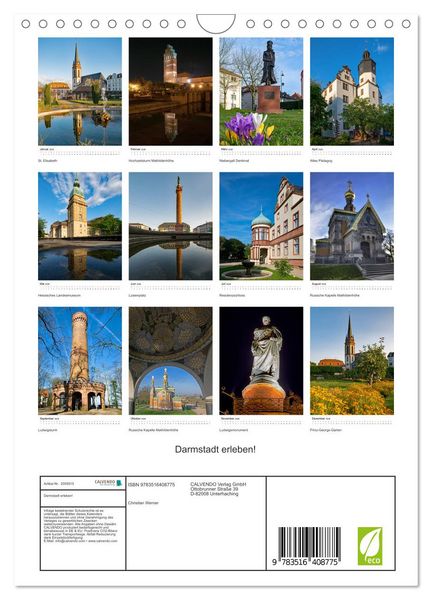 Produktbild: Darmstadt erleben! (Wandkalender 2026 DIN A4 hoch), CALVENDO Monatskalender