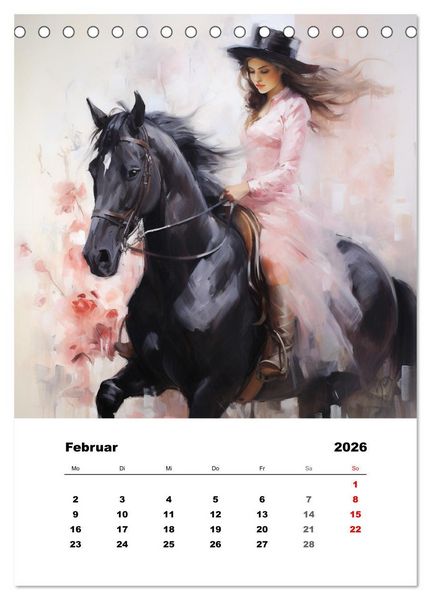 Produktbild: Hoch zu Ross. Mit Reiter-Aquarellen durch die Jahreszeiten (Tischkalender 2026 DIN A5 hoch), CALVENDO Monatskalender