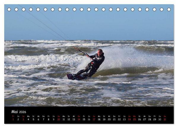 Produktbild: Kitesurfen &ndash; Faszination auf dem Wasser (Tischkalender 2026 DIN A5 quer), CALVENDO Monatskalender