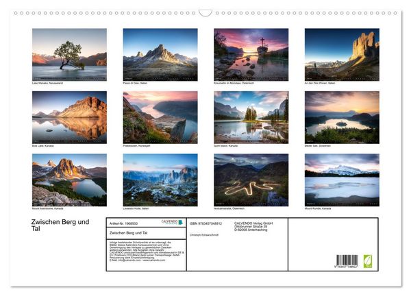 Produktbild: Zwischen Berg und Tal (Wandkalender 2026 DIN A2 quer), CALVENDO Monatskalender